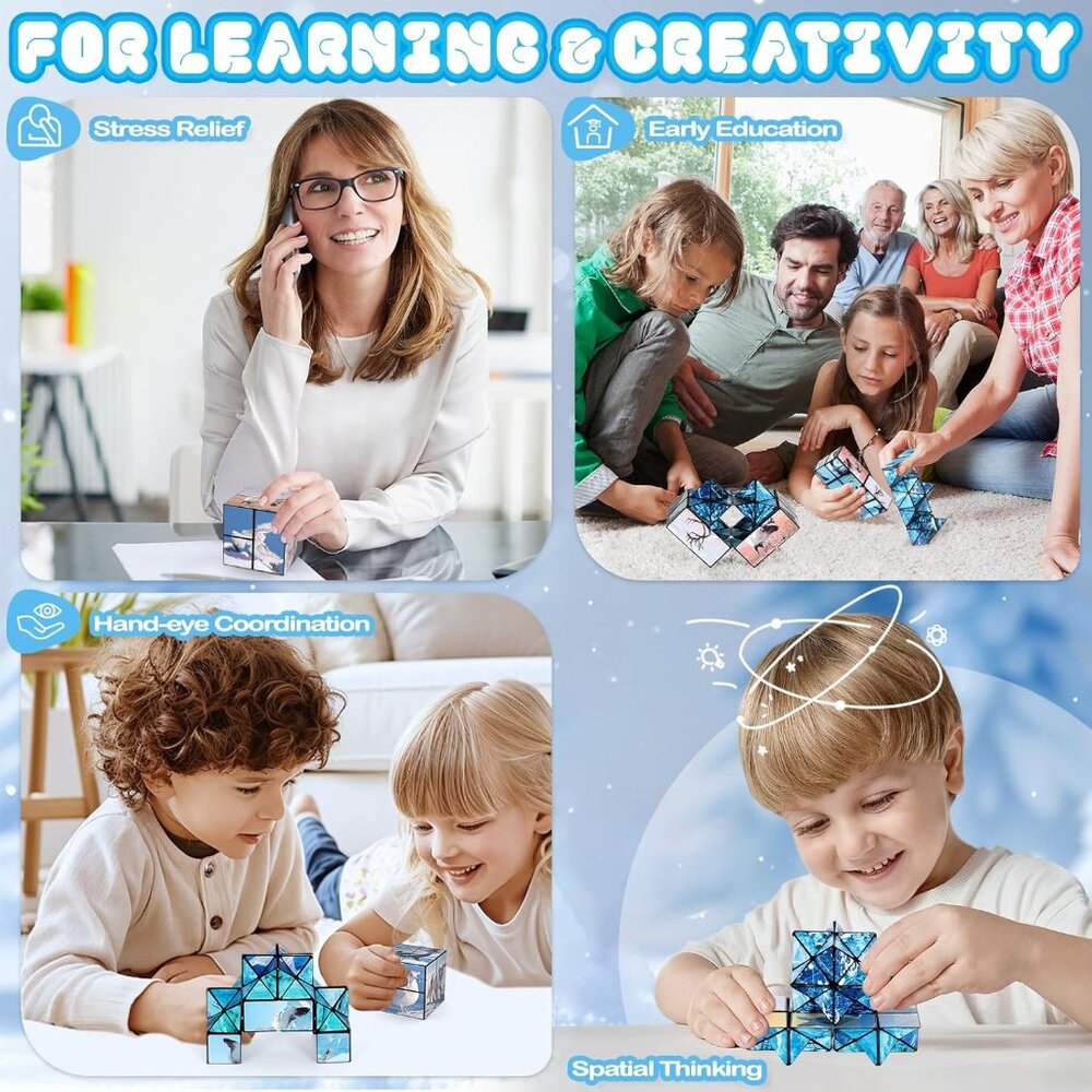 2 in 1 Magic Cube Set, Fidget Toy for Kids Adults, Yoshimoto Cube for Ages 8-12, - Picture 7 of 8